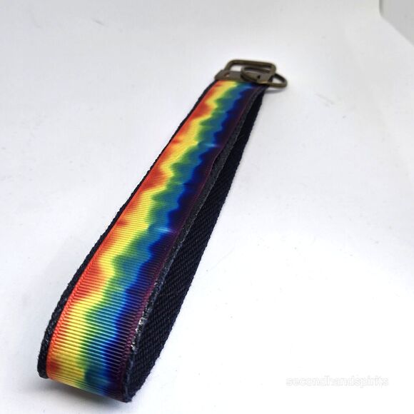 Wristlet Keychain In Rainbow W ALLY Pin Key Fob Wristlet Keychain - Picture 2 of 4